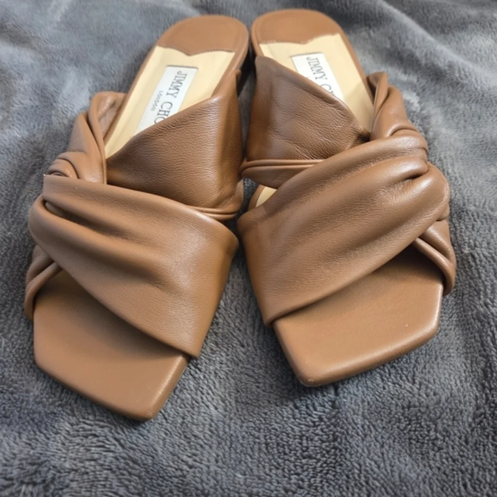 Jimmy Choo Brown Leather Mules - Picture 4 of 7